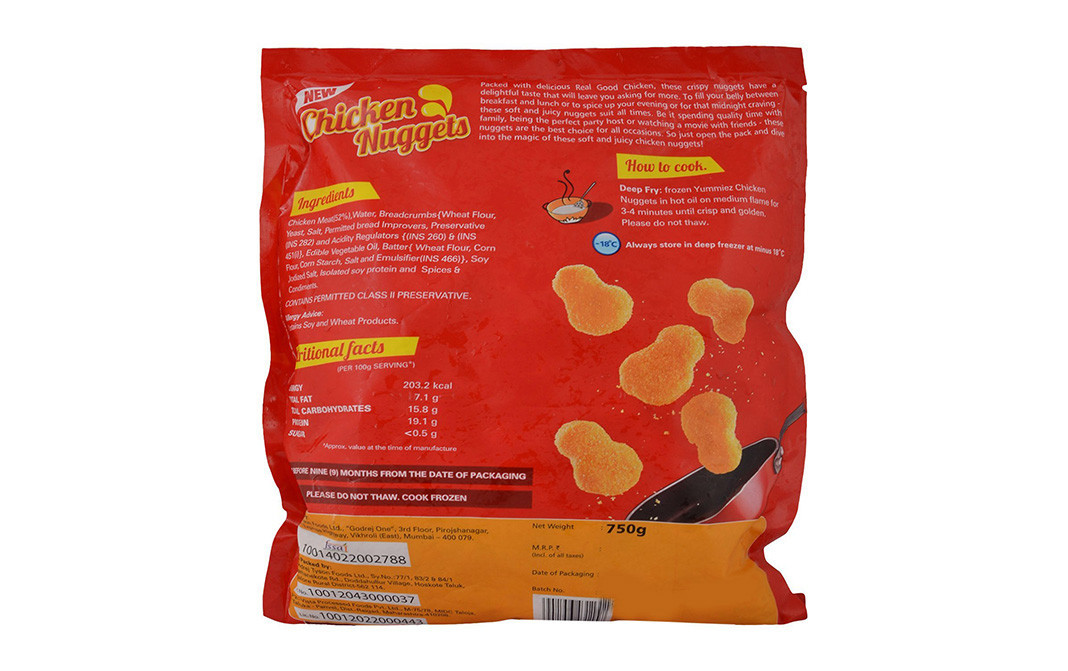 Yummiez Chicken Nuggets, Soft & juicy   Pack  750 grams